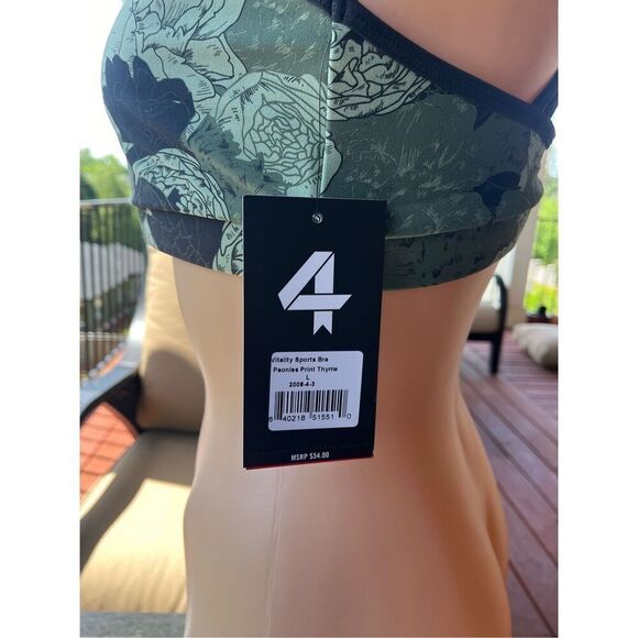 FOURLAPS Vitality Sports Bra Peonies Print Thyme - Picture 2 of 8